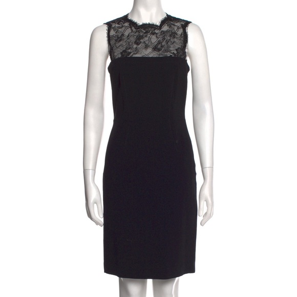 Emilio Pucci Sheath Dress Black Lace Embellishment Sleeveless Exposed Zip Back 6 - Picture 1 of 10